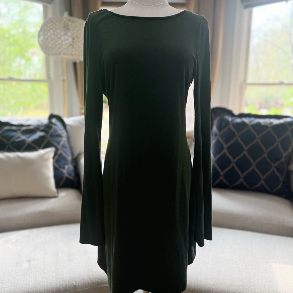 FP Beach Green Long Sleeve Backless Dress